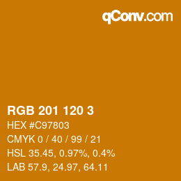 カラーコード: RGB 201 120 3 | qconv.com