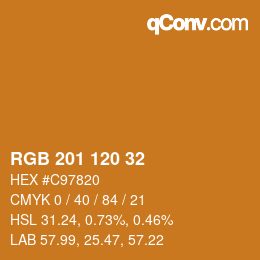 カラーコード: RGB 201 120 32 | qconv.com