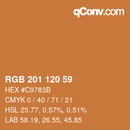 颜色代码: RGB 201 120 59 | qconv.com