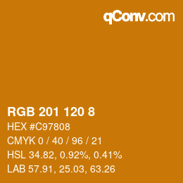 Color code: RGB 201 120 8 | qconv.com
