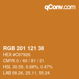 颜色代码: RGB 201 121 38 | qconv.com