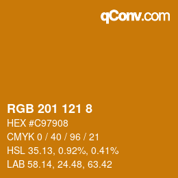 カラーコード: RGB 201 121 8 | qconv.com