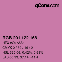 Color code: RGB 201 122 168 | qconv.com
