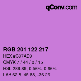 Color code: RGB 201 122 217 | qconv.com