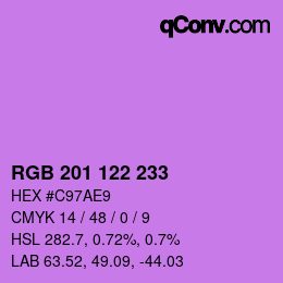 Color code: RGB 201 122 233 | qconv.com