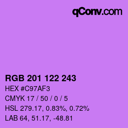 Color code: RGB 201 122 243 | qconv.com