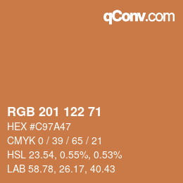 Color code: RGB 201 122 71 | qconv.com