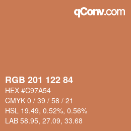 颜色代码: RGB 201 122 84 | qconv.com