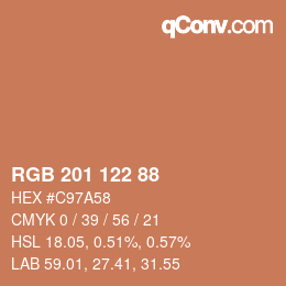 Color code: RGB 201 122 88 | qconv.com