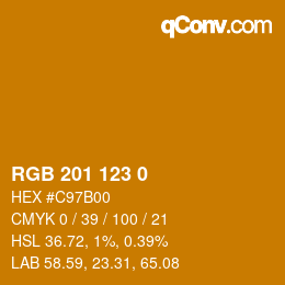 颜色代码: RGB 201 123 0 | qconv.com