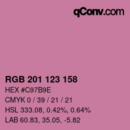 カラーコード: RGB 201 123 158 | qconv.com