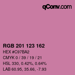 カラーコード: RGB 201 123 162 | qconv.com