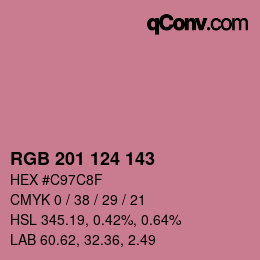 Color code: RGB 201 124 143 | qconv.com