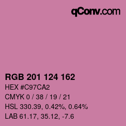 Color code: RGB 201 124 162 | qconv.com