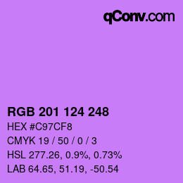 Color code: RGB 201 124 248 | qconv.com