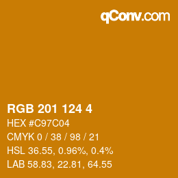 Color code: RGB 201 124 4 | qconv.com