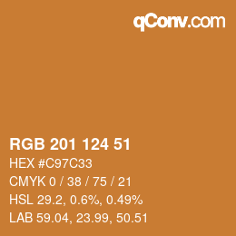 Color code: RGB 201 124 51 | qconv.com