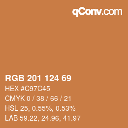 Color code: RGB 201 124 69 | qconv.com