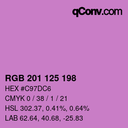 Color code: RGB 201 125 198 | qconv.com