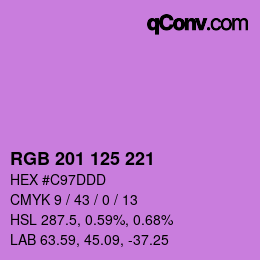 カラーコード: RGB 201 125 221 | qconv.com