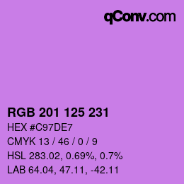 Color code: RGB 201 125 231 | qconv.com
