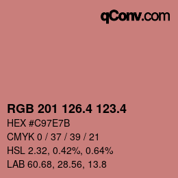 カラーコード: RGB 201 126.4 123.4 | qconv.com