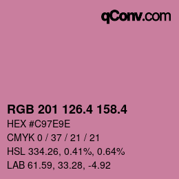 カラーコード: RGB 201 126.4 158.4 | qconv.com