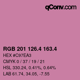 カラーコード: RGB 201 126.4 163.4 | qconv.com