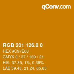 カラーコード: RGB 201 126.8 0 | qconv.com