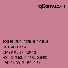 カラーコード: RGB 201 126.8 148.4 | qconv.com
