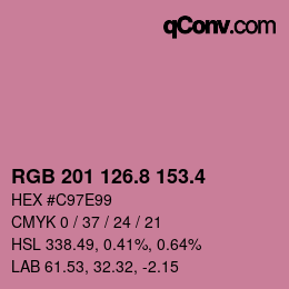 カラーコード: RGB 201 126.8 153.4 | qconv.com
