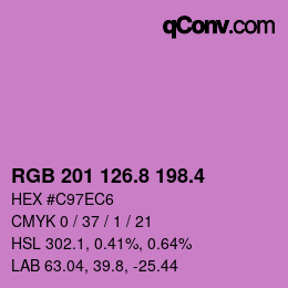 カラーコード: RGB 201 126.8 198.4 | qconv.com