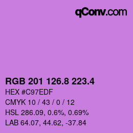 カラーコード: RGB 201 126.8 223.4 | qconv.com