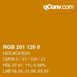 カラーコード: RGB 201 126 0 | qconv.com