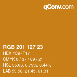 Color code: RGB 201 127 23 | qconv.com