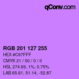 Color code: RGB 201 127 255 | qconv.com