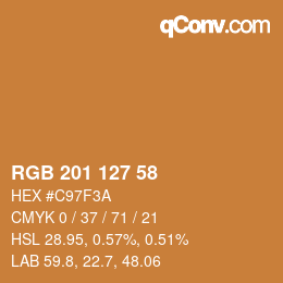 Color code: RGB 201 127 58 | qconv.com