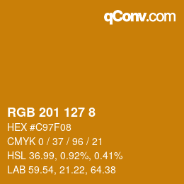 Color code: RGB 201 127 8 | qconv.com