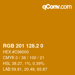 カラーコード: RGB 201 128.2 0 | qconv.com