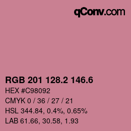 カラーコード: RGB 201 128.2 146.6 | qconv.com
