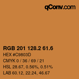 カラーコード: RGB 201 128.2 61.6 | qconv.com