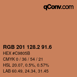 カラーコード: RGB 201 128.2 91.6 | qconv.com