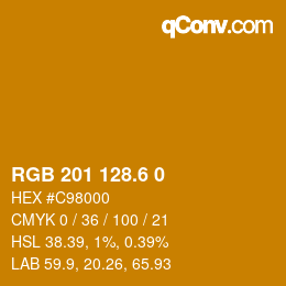 カラーコード: RGB 201 128.6 0 | qconv.com