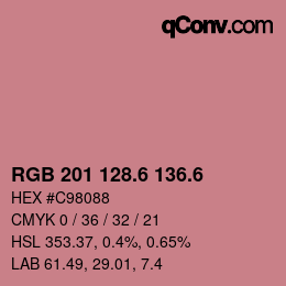 カラーコード: RGB 201 128.6 136.6 | qconv.com