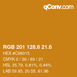 カラーコード: RGB 201 128.6 21.6 | qconv.com