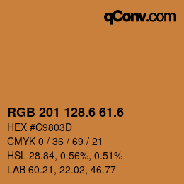 カラーコード: RGB 201 128.6 61.6 | qconv.com