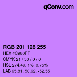 Color code: RGB 201 128 255 | qconv.com