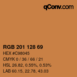 Color code: RGB 201 128 69 | qconv.com