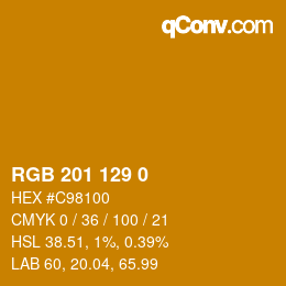 Color code: RGB 201 129 0 | qconv.com