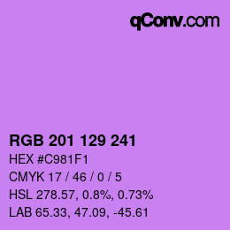 Color code: RGB 201 129 241 | qconv.com